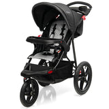 NNECW Jogging Baby Stroller with Canopy and Backrest for Babier-Black