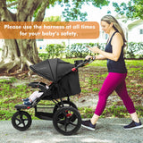 NNECW Jogging Baby Stroller with Canopy and Backrest for Babier-Black