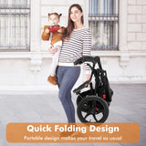 NNECW Jogging Baby Stroller with Canopy and Backrest for Babier-Black