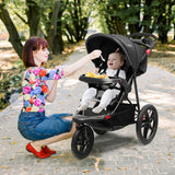 NNECW Jogging Baby Stroller with Canopy and Backrest for Babier-Black