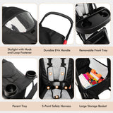 NNECW Jogging Baby Stroller with Canopy and Backrest for Babier-Black
