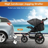 NNECW Jogging Baby Stroller with Canopy and Backrest for Babier-Black