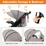 NNECW Jogging Baby Stroller with Canopy and Backrest for Babier-Gray