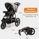 NNECW Jogging Baby Stroller with Canopy and Backrest for Babier-Gray