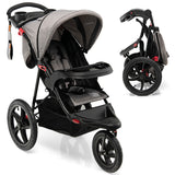 NNECW Jogging Baby Stroller with Canopy and Backrest for Babier-Gray
