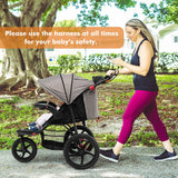 NNECW Jogging Baby Stroller with Canopy and Backrest for Babier-Gray