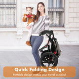 NNECW Jogging Baby Stroller with Canopy and Backrest for Babier-Gray