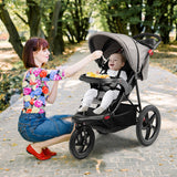 NNECW Jogging Baby Stroller with Canopy and Backrest for Babier-Gray