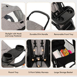 NNECW Jogging Baby Stroller with Canopy and Backrest for Babier-Gray