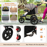 NNECW Jogging Baby Stroller with Canopy and Backrest for Babier-Gray