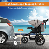 NNECW Jogging Baby Stroller with Canopy and Backrest for Babier-Gray