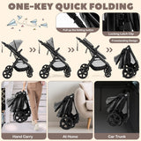 NNECW Folding Infant Stoller with Adjustable Canopy and Backrest for Kids