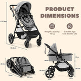 NNECW Folding Infant Stoller with Adjustable Canopy and Backrest for Kids