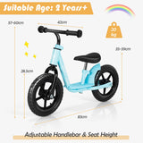 NNECW Balance Bike with Adjustable Handlebar and Seat for Toddler and Kids-Blue