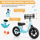NNECW Balance Bike with Adjustable Handlebar and Seat for Toddler and Kids-Blue