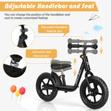 NNECW Balance Bike with Adjustable Handlebar and Seat for Toddler and Kids-Black