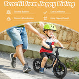NNECW Balance Bike with Adjustable Handlebar and Seat for Toddler and Kids-Black
