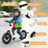 NNECW Balance Bike with Adjustable Handlebar and Seat for Toddler and Kids-White