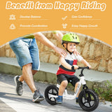 NNECW Balance Bike with Adjustable Handlebar and Seat for Toddler and Kids-White