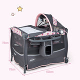 NNECW 3 in 1 Portable Baby Cot with Hanging Toys & Music Center