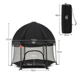 NNECW Portable Baby Playpen with Removable Canopy for Indoor & Outdoor Black