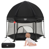 NNECW Portable Baby Playpen with Removable Canopy for Indoor & Outdoor Black