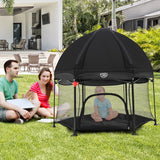 NNECW Portable Baby Playpen with Removable Canopy for Indoor & Outdoor Black