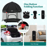 NNECW Portable Baby Playpen with Removable Canopy for Indoor & Outdoor Black