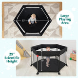 NNECW Portable Baby Playpen with Removable Canopy for Indoor & Outdoor Black