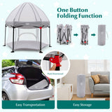 NNECW Portable Baby Playpen with Removable Canopy for Indoor & Outdoor Gray