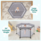 NNECW Portable Baby Playpen with Removable Canopy for Indoor & Outdoor Gray