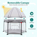 NNECW Portable Baby Playpen with Removable Canopy for Indoor & Outdoor Gray