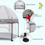 NNECW Portable Baby Playpen with Removable Canopy for Indoor & Outdoor Gray