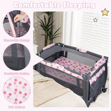 NNECW 3 in 1 Portable Baby Cot with Hanging Toys & Music Center
