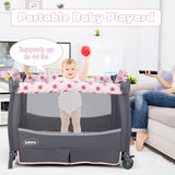 NNECW 3 in 1 Portable Baby Cot with Hanging Toys & Music Center