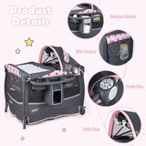 NNECW 3 in 1 Portable Baby Cot with Hanging Toys & Music Center