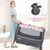 NNECW 3 in 1 Portable Baby Cot with Hanging Toys & Music Center