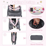 NNECW 3 in 1 Portable Baby Cot with Hanging Toys & Music Center