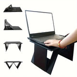 NNETM Portable Folding Student Study Table - Black PU Leather