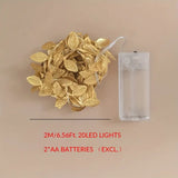 NNETM 2m 20LED Simulation Golden Leaf Decoration String Lights