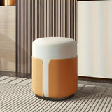 NNETM mporary Leather Splicing Round Dressing Stool - White & Orange
