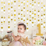 NNETM Heartfelt Elegance: 4m White and Golden Heart Shaped Garland