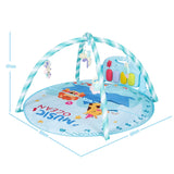 NNECW 4-in-1 Activity Play Mat with 5 Hanging Sensory Toys for Infant Blue