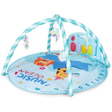 NNECW 4-in-1 Activity Play Mat with 5 Hanging Sensory Toys for Infant Blue