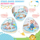 NNECW 4-in-1 Activity Play Mat with 5 Hanging Sensory Toys for Infant Blue