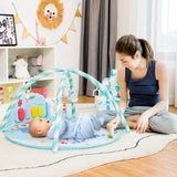 NNECW 4-in-1 Activity Play Mat with 5 Hanging Sensory Toys for Infant Blue
