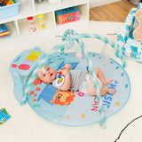 NNECW 4-in-1 Activity Play Mat with 5 Hanging Sensory Toys for Infant Blue