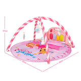NNECW 4-in-1 Activity Play Mat with 5 Hanging Sensory Toys for Infant Pink
