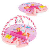NNECW 4-in-1 Activity Play Mat with 5 Hanging Sensory Toys for Infant Pink