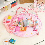NNECW 4-in-1 Activity Play Mat with 5 Hanging Sensory Toys for Infant Pink